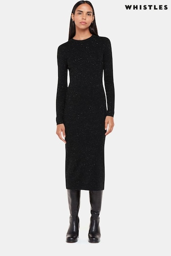Whistles Annie Sparkle Black Knit Dress (C50525) | £119