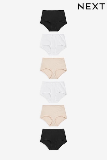 Black/White/Nude Full Brief Cotton Rich Knickers 6 Pack (C50618) | £15