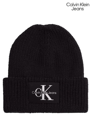 Calvin Klein Monologo Patch Black Beanie (C50681) | £50