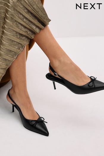 Black Forever Comfort Bow Slingback Heels (C50846) | £34