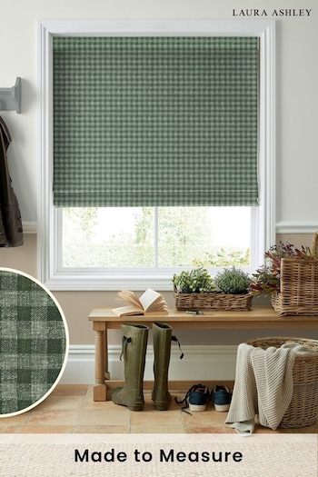 Laura Ashley Green Gingham Made To Measure Roman Blinds (C50905) | £84