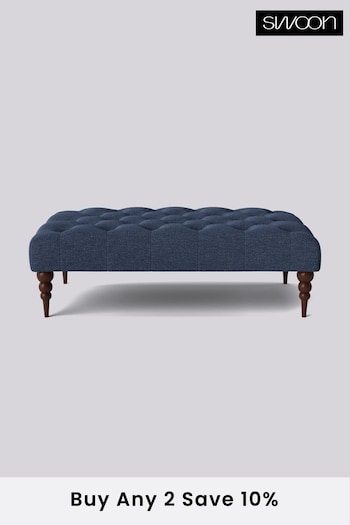 Swoon Houseweave Navy Blue Plymouth Rectangle Ottoman (C51078) | £360