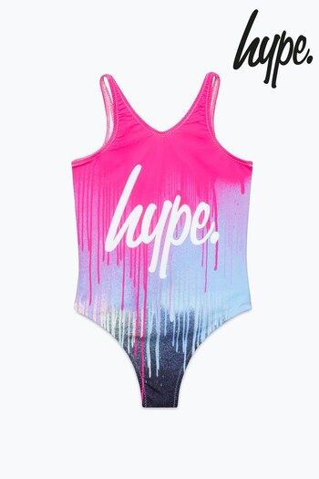 Hype. Girls Pink Drip Script Swimsuit (C51131) | £30