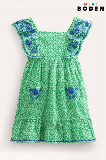 Boden Green Embroidered Pinafore Dress (C51165) | £34 - £39