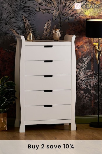 Obaby White Stamford Sleigh Tall Chest of Drawers (C51194) | £300