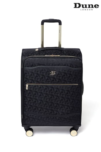 Dune London Black Oriel Monogram 66cm Medium Suitcase (C51220) | £135