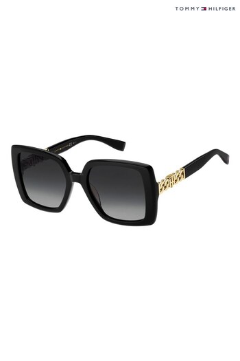 Tommy Hilfiger Oversized Logo Arm Detail Black Sunglasses (C51286) | £165