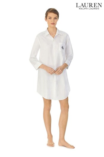 Lauren Ralph Lauren White His Poplin Sleep Shirt (C51504) | £79