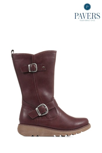 Pavers Brown Wedge Heel Calf Boots (C51627) | £60