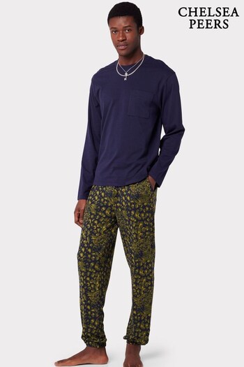Chelsea Peers Green Men's Organic Cotton & Recycled Fibre Hidden Leopard Print Pyjama Set (C51659) | £48