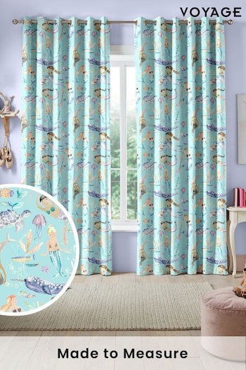 Voyage Aqua Blue Kids Mermaids Party Made To Measure Curtains (C51688) | £100
