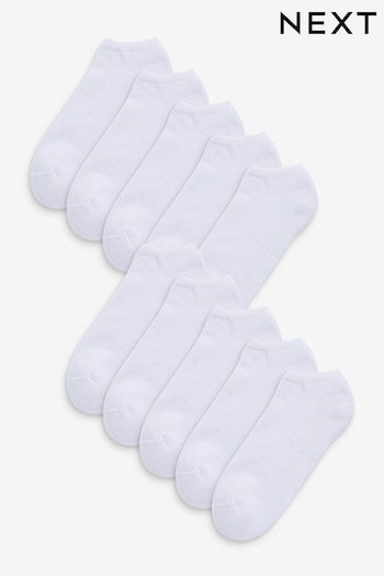 White 10 Pack Cushioned Trainer Socks (C51711) | £20
