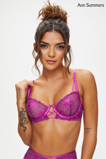 Ann Summers Purple The Truthful Non Padded Floral Balcony Bra (C51726) | £30
