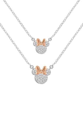 Peers Hardy Gold Tone Disney Minnie Mouse Two Tone Plated CZ Stone Set Mother & Daughter Necklace Set (C52025) | £30
