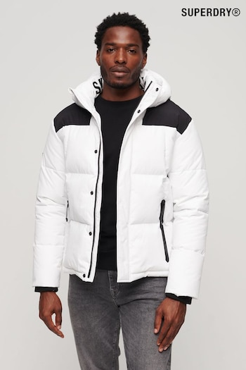 Superdry White Hooded Box Quilt Puffer Jacket (C52096) | £120