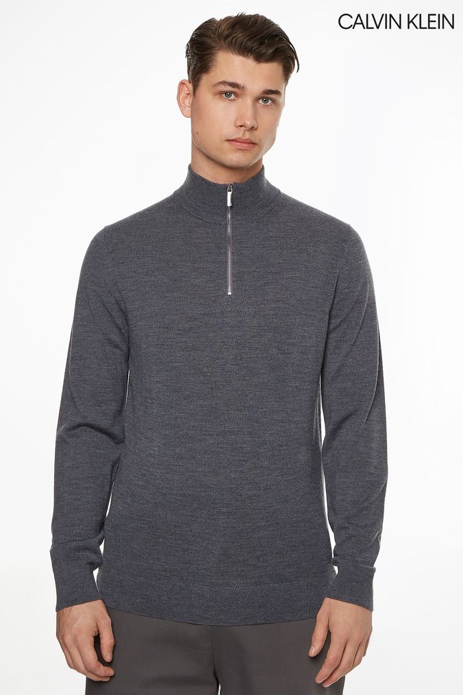 Buy Men s Calvin Klein Grey Knitwear Online Next UK