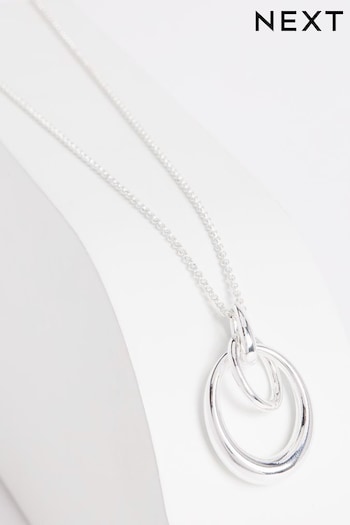 Silver Tone Interlocking Circle Pendant Necklace (C52358) | £10