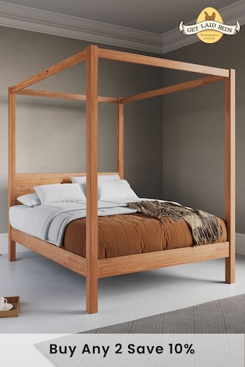 Get Laid Beds Cinnamon Four Poster Classic Square Leg Solid Wood Bed (C52481) | £780 - £930