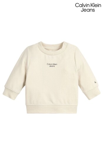 Calvin YAF Klein Baby Cream Stack Logo Sweatshirt (C52607) | £50