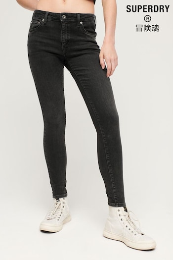 Superdry Black Organic Cotton Vintage Mid Rise Skinny Alpinestars Jeans (C52688) | £65