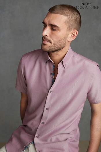 Pink Slim Fit Short Sleeve Signature Modal Blend Soft Touch Shirt (C52799) | £38