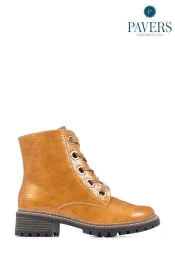 Pavers Yellow Metallic Lace-Up Ankle Boots (C52930) | £45
