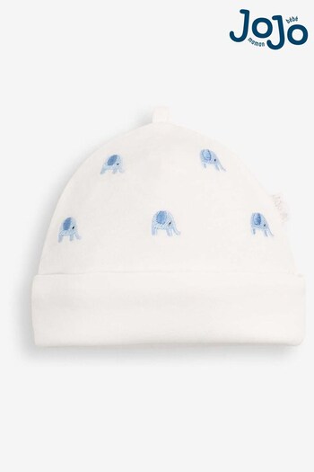 JoJo Maman Bébé Blue Elephant Embroidered Baby Hat (C53071) | £5