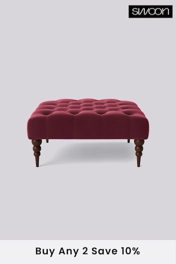 Swoon Easy Velvet Bordeaux Red Plymouth Square Ottoman (C53102) | £300