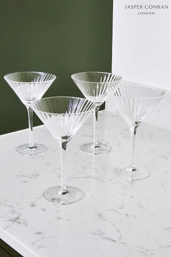 Jasper Conran London Set of 4 Clear Fluted Martini Glasses (C53170) | £40