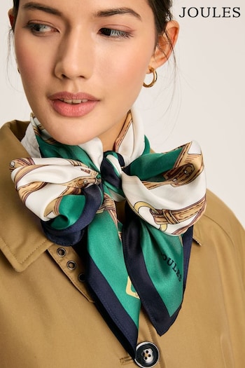 Joules Bloomfield Cream Silk Square Scarf (C53369) | £39.95
