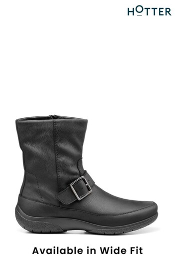 Hotter Grace Wide Fit Black Zip-Fastening Boots (C53513) | £139