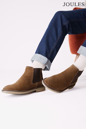 Joules Tan Brown Suede Chelsea Boots Speed (C53802) | £79