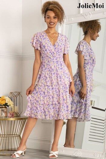 Jolie Moi Purple Gabielle Tiered Midi Dress (C53982) | £89