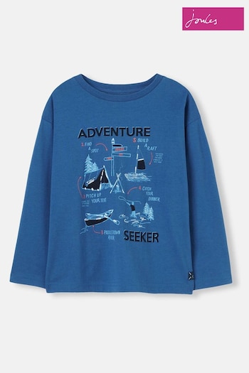 Joules Finlay Blue Long Sleeve Artwork Jersey Top (C54198) | £14.95 - £18.95