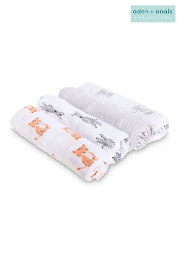 aden + anais safari babes Essentials Cotton Muslin Blankets 4 Pack (C54262) | £35