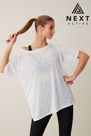 White Atelier-lumieresShops Active Jersey Sports Animal Burnout T-Shirt Top (C54301) | £18