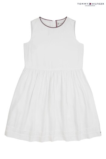 Tommy dresowe Hilfiger White Ceremonial Lace Dress (C54398) | £29 - £33