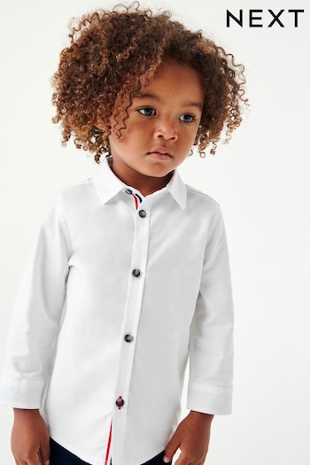 White Long Sleeve Trimmed Oxford Shirt Simple (3mths-7yrs) (C54512) | £11 - £13