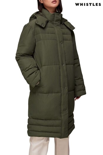 Whistles Green Becky Longline Puffer Coat (C54518) | £179