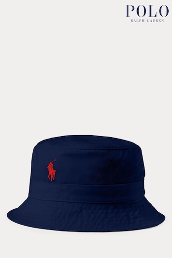 Polo Watches Ralph Lauren Navy Blue Cotton Logo Bucket Hat (C54521) | £75