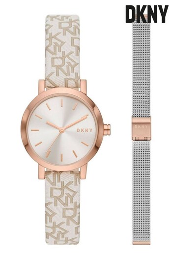 DKNY Ladies Cream Soho Watch with Interchangeable Mesh Strap (C54526) | £159