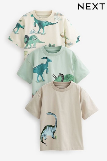 Green Dinosaur Oversized Short Sleeve Character T-Shirts 3 Pack (3mths-7yrs) (C54602) | £19 - £23