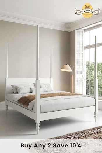 Get Laid Beds White Moroccan Four Poster Turned Leg Bed (C54760) | £825 - £1,065