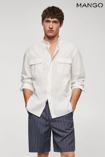 Mango Slim Fit Mao Collar Cotton Shirt (C54845) | £60
