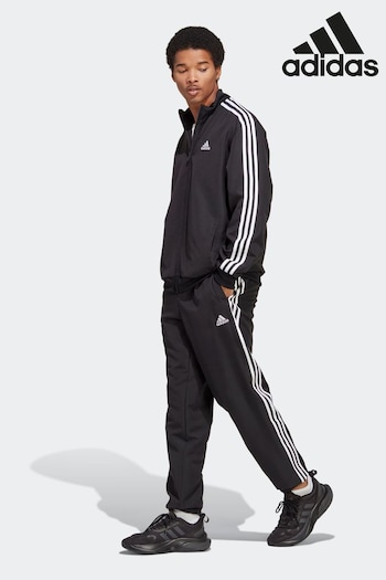 adidas dpr Black Sportswear 3-Stripes Woven Tracksuit (C54862) | £60