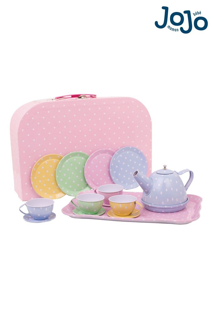 JoJo Maman Bébé Pink Dotty Tin Tea Set (C54902) | £25
