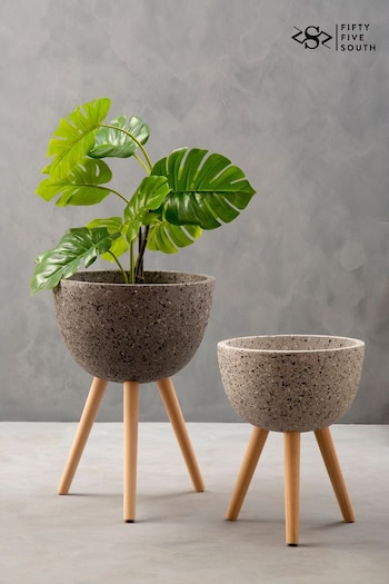 Fifty Five South Dark Grey Darnell Large Speckled Planter (C54922) | £123