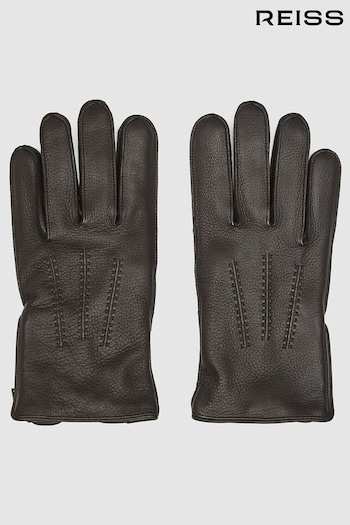 Reiss Black Iowa Leather Gloves (C54933) | £98