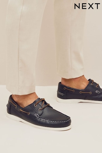 Navy Classic Leather Boat The Shoes (C54939) | £55