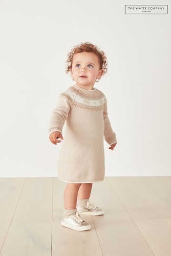 The White Company Neutral Pink Knitted Fairisle Christmas Jumper Dress (C54951) | £36 - £38